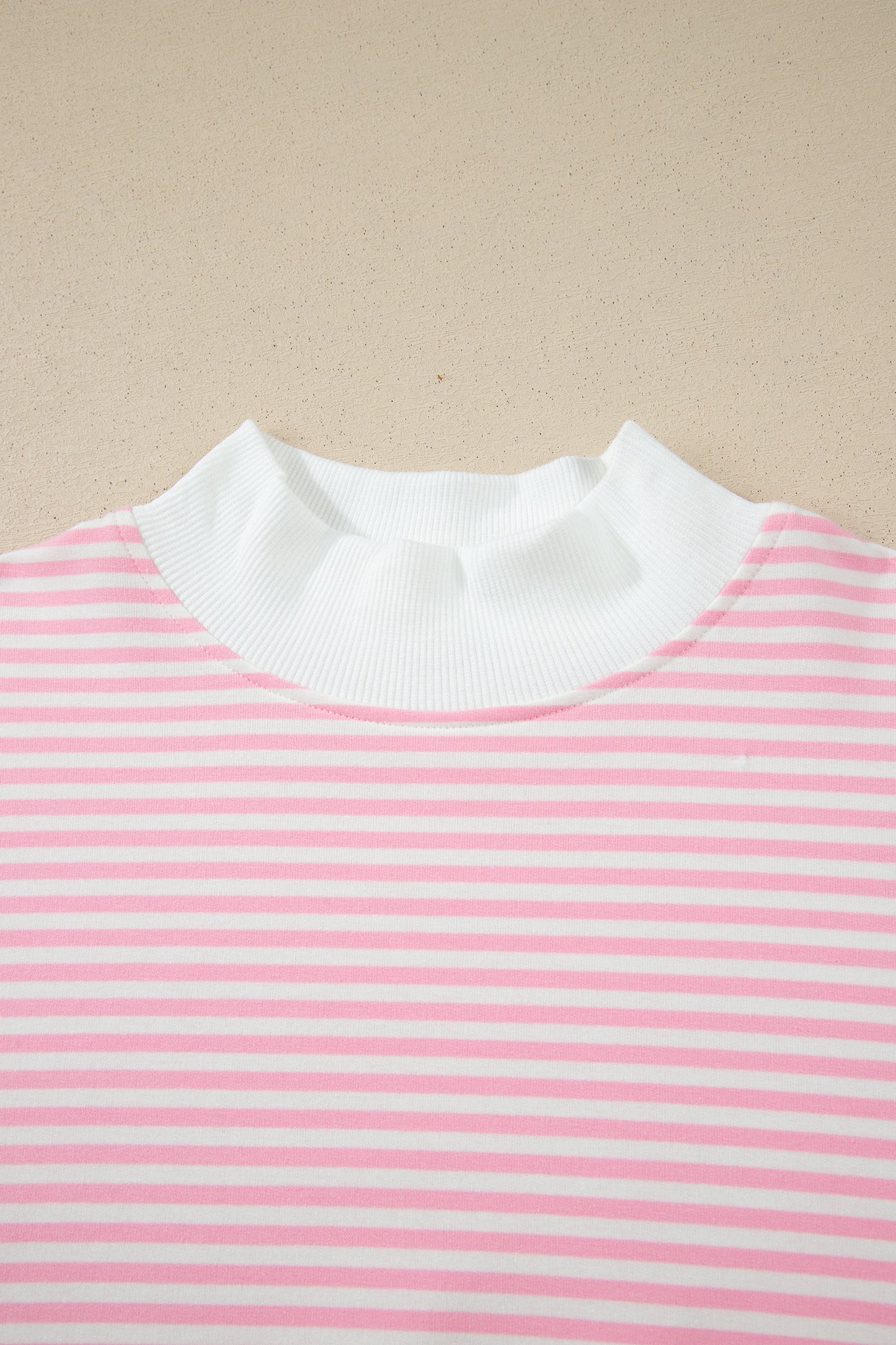 Pink Stripe Oversized Mock Neck Sweatshirt Shorts Set