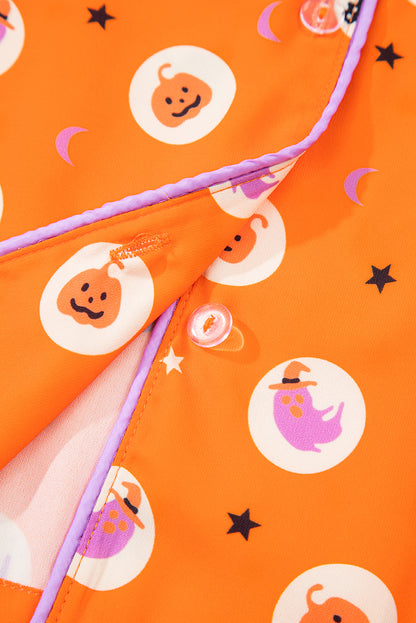 Women's Halloween Pumpkin Print Long Sleeve Pajama Set