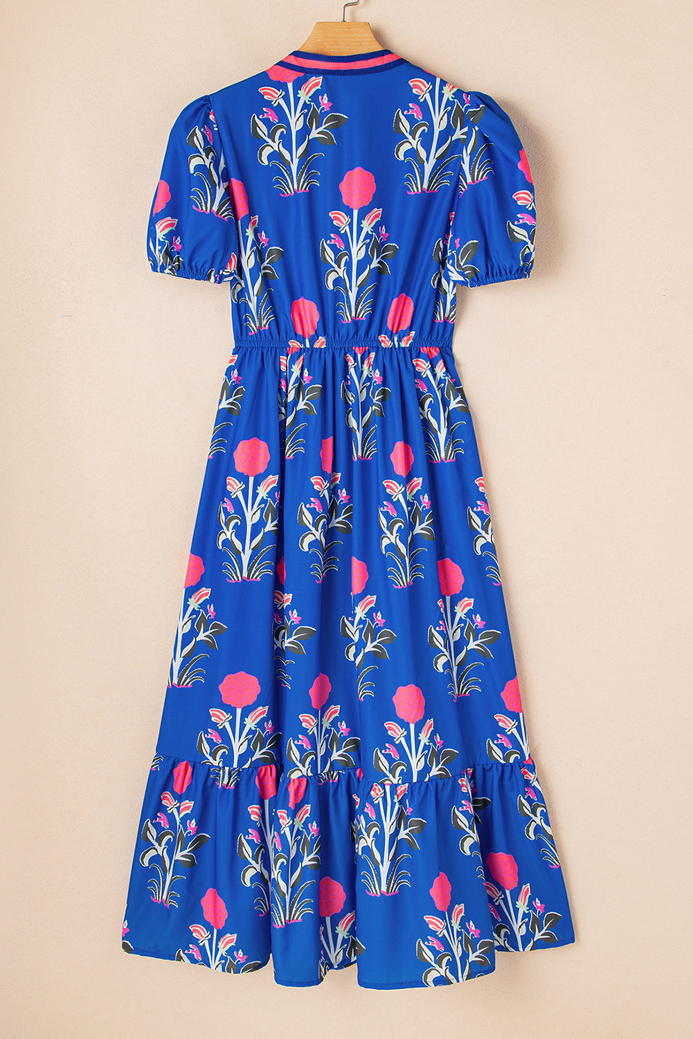 White Floral Contrast Trim V Neck Maxi Dress