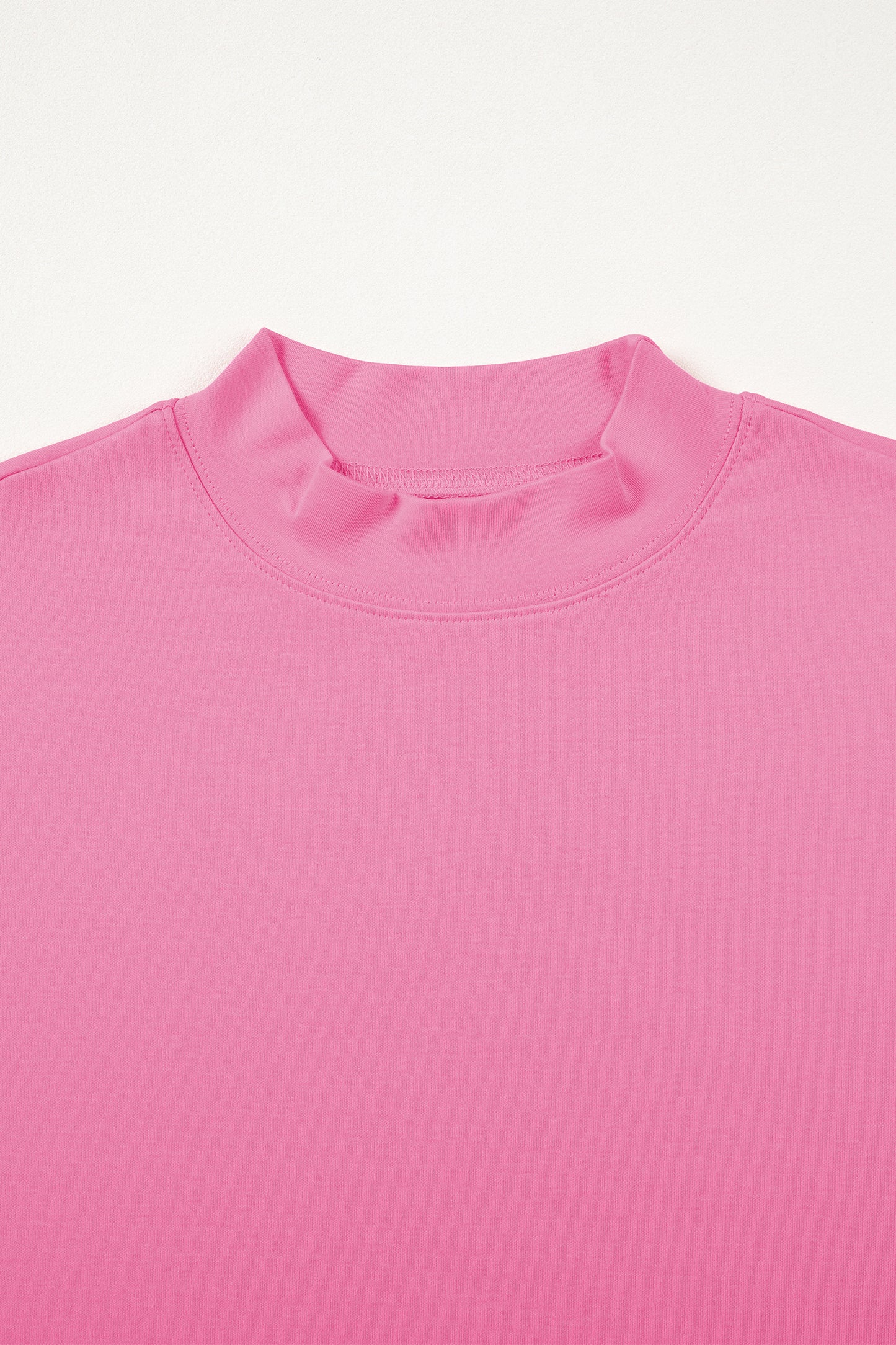 Dark Blue Oversized Mock Neck Tee Casual Relaxed Top