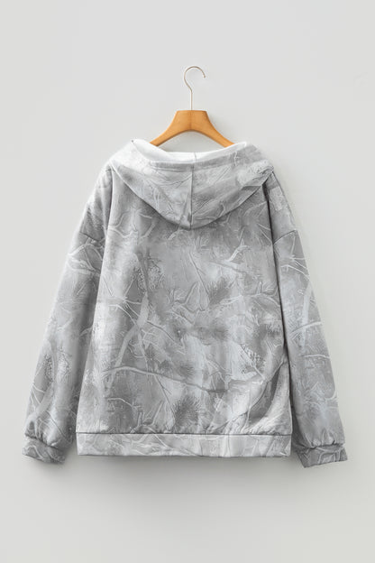 Gray Plus Size Camo Oversized Hoodie Sweatshirt