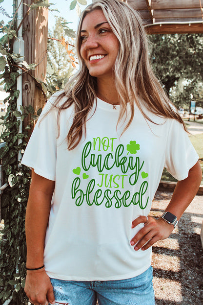 White Not Luck Just Blessed St Patrick Graphic Tee