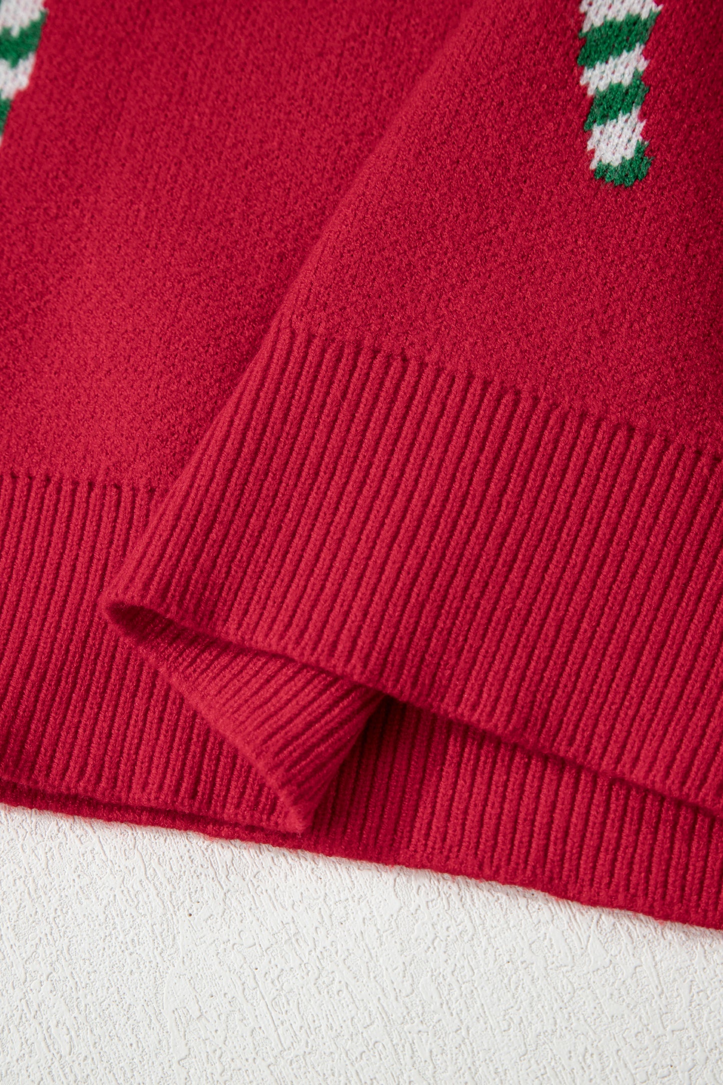 Sachet Pink Christmas Candy Cane Holiday Drop Shoulder Sweater
