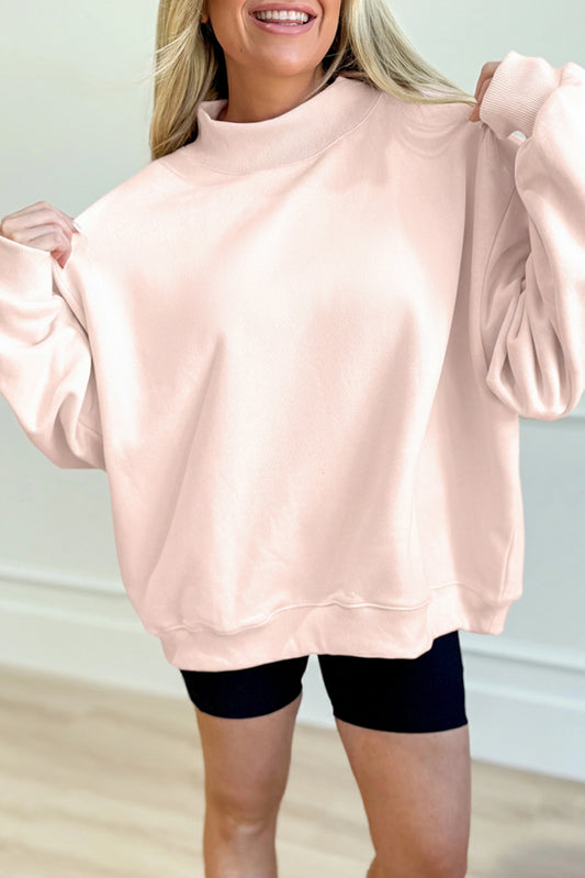 Oversized Mock Neck Sweatshirt Casual Loose Pullover
