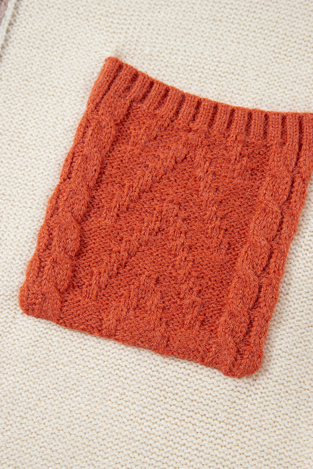 Gold Flame Colorblock Cable Knit Sweater Drop Shoulder