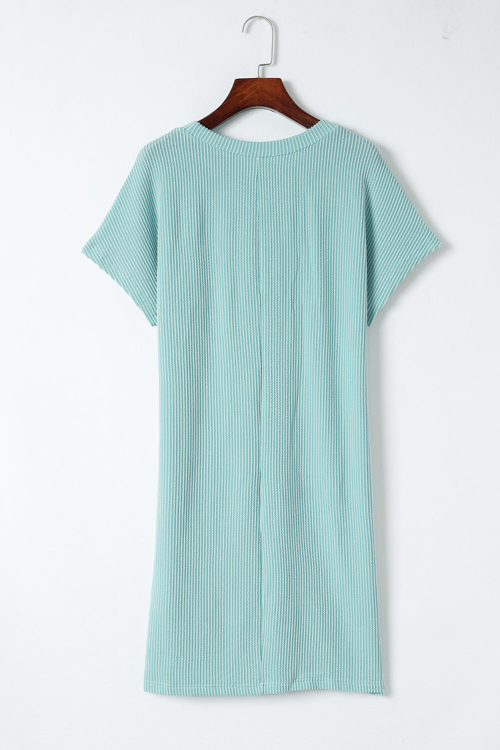 Striped Ribbed Knit Pocket T-Shirt Dress for Women