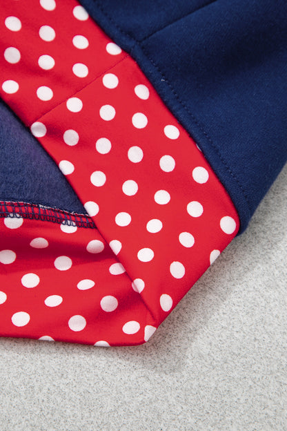 Polka Dot Trim Plus Size Crew Neck Tunic Sweatshirt