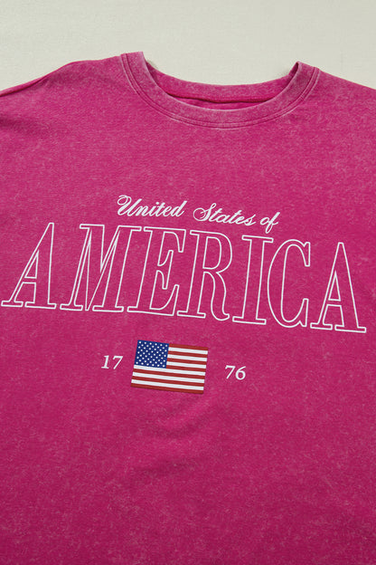 America 1776 Graphic Tee Mineral Wash Flag Day Shirt
