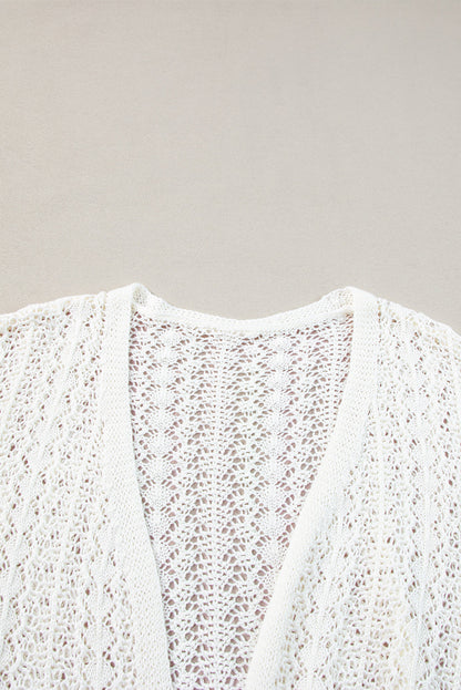 Chic Hollow Out Knit Cardigan with Drop Shoulders