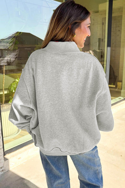 American Flag Graphic Mock Neck Oversized Sweatshirt