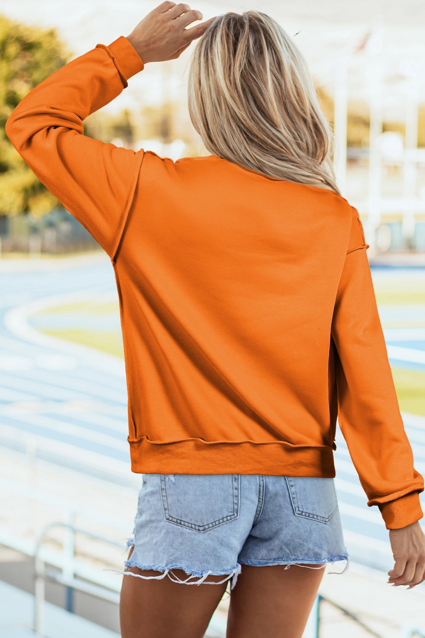 Bright Pink Oversize Drop Shoulder Reversible Mock Neck Sweatshirt