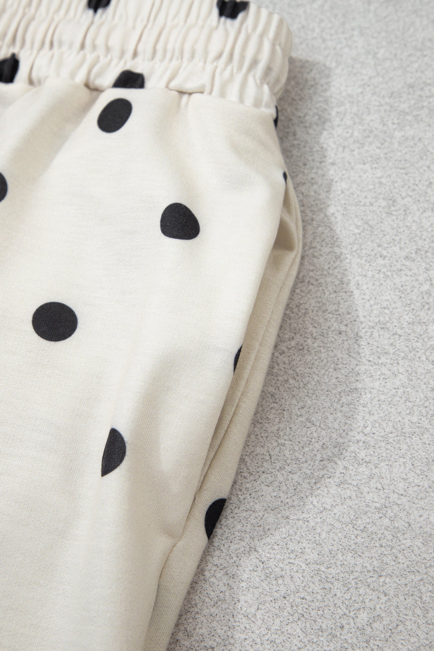 Polka Dot Puff Sleeve Wide Leg Two Piece Pants Set
