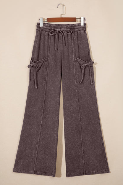 Women's Mineral Wash Cargo Pants with Drawstring Waist