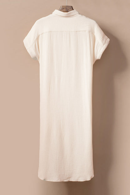 Women Button Down Maxi Dress Beach Cover Up with Slit