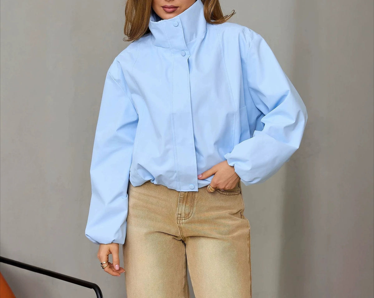 Women's Oversized Cropped Stand Collar Jacket