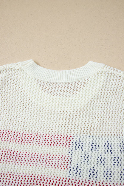 American Flag Knit Sweater Vest Patriotic Summer Top