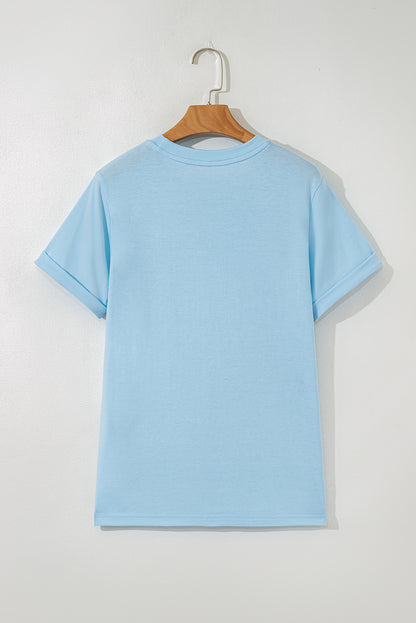 White Casual Crew Neck Short Sleeve Basic Tee