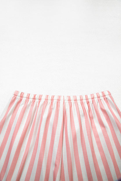 Women's Preppy Striped Color Block Matching Set