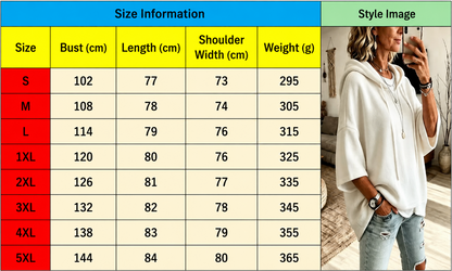 Women’s Velvet Hooded Poncho Top Oversized 3/4 Sleeve
