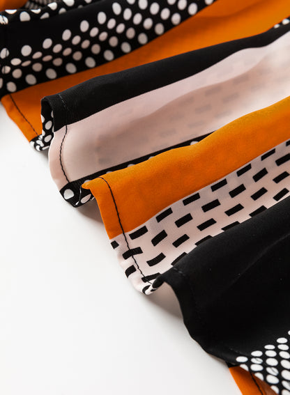 Women’s Polka Dot Colorblock V Neck Long Sleeve Blouse