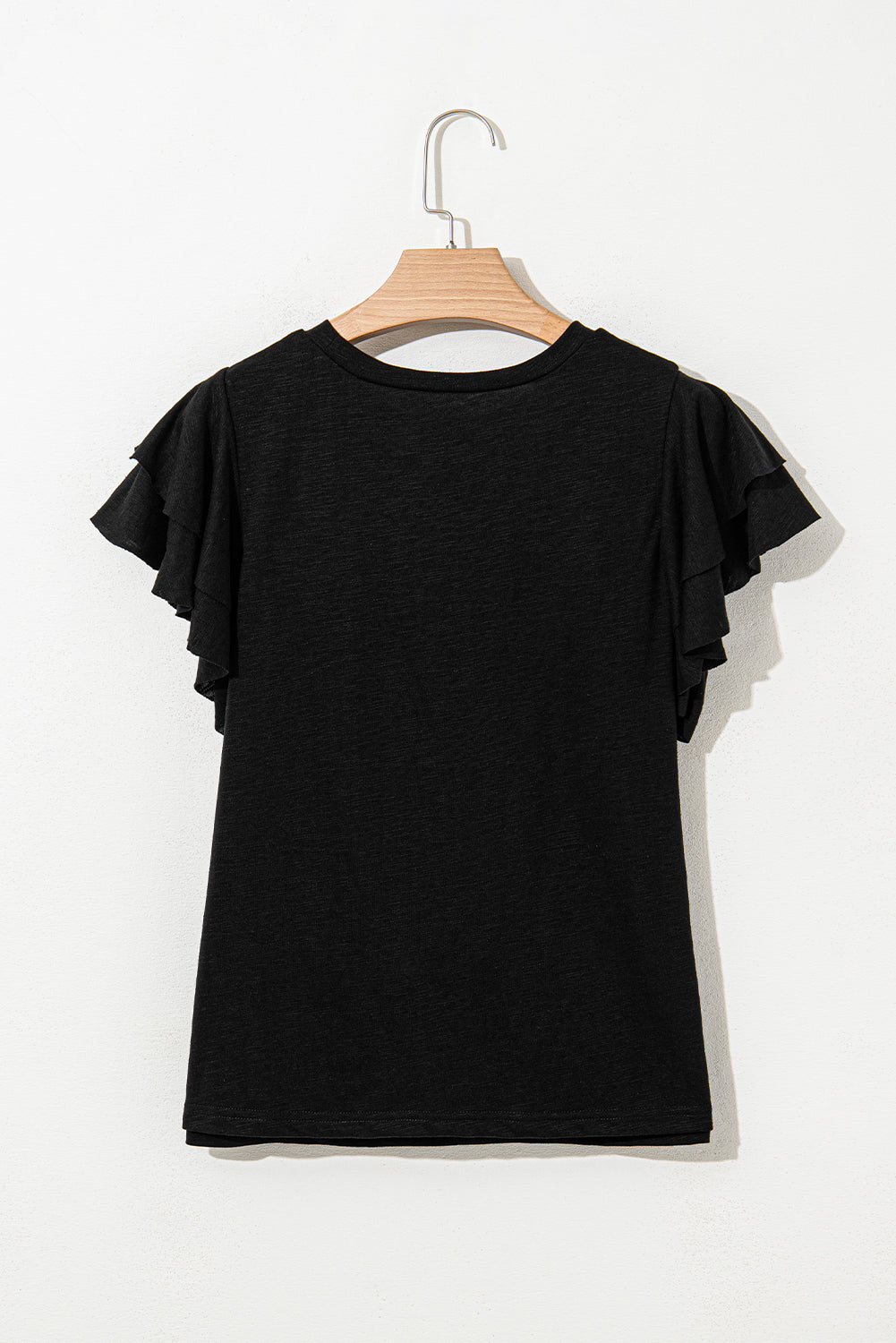 Dark Grey Ruffle Sleeve Casual Tee Boutique Summer Top