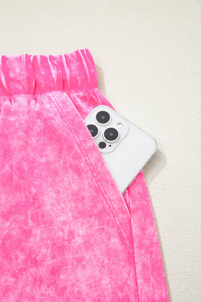 Mineral Wash Cotton Lounge Set Tee and Drawstring Shorts