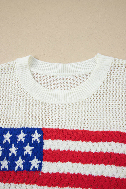 American Flag Knit Sweater Vest Patriotic Summer Top