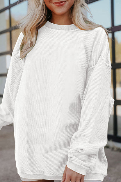 Vintage Washed Corduroy Oversized Rib Knit Sweatshirt