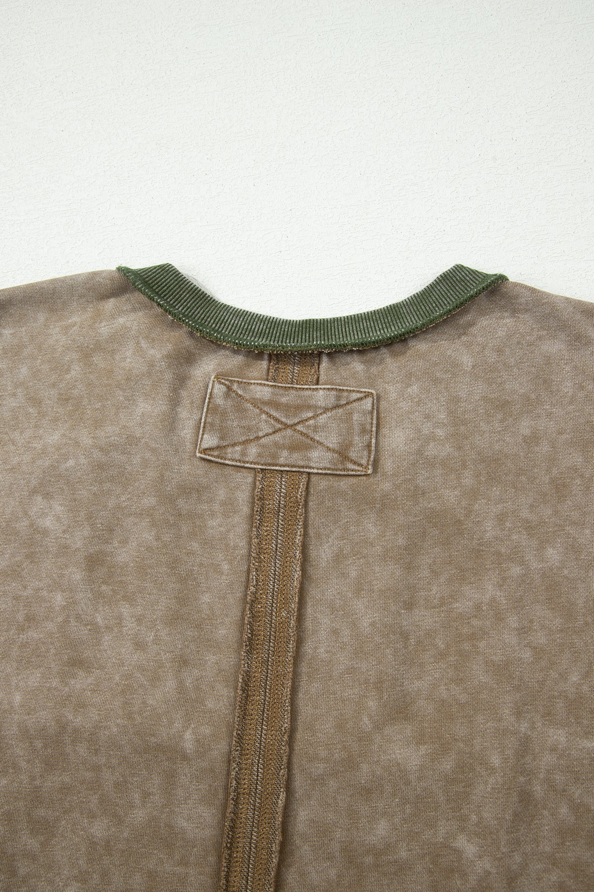 Mineral Wash Floral Patchwork Oversized Raw Seam Top