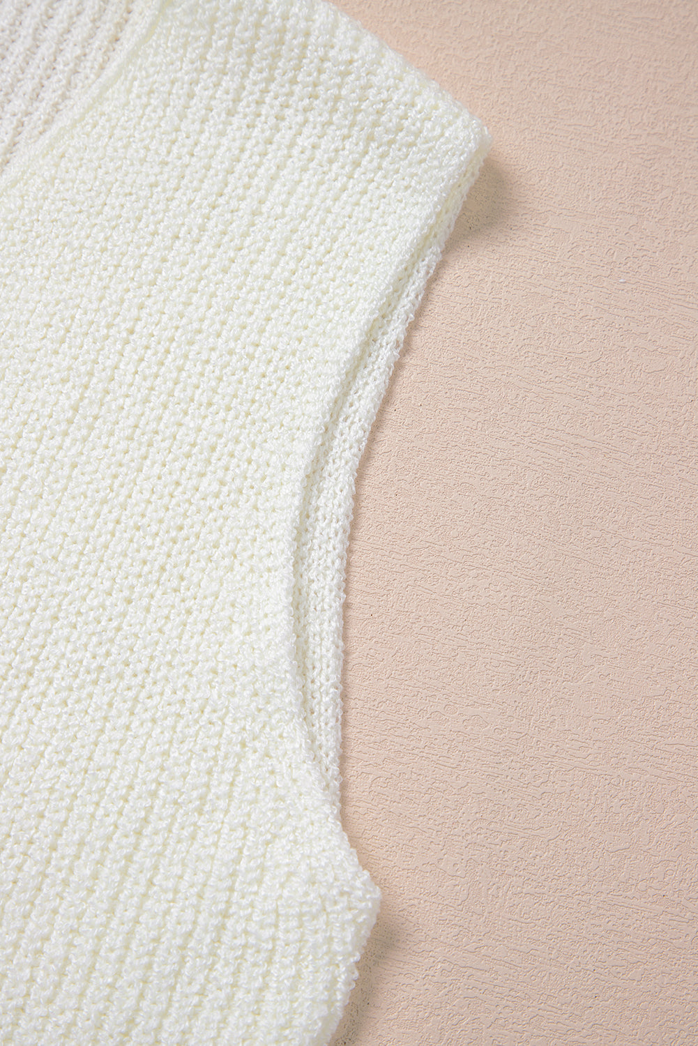 Beige Tie Front V Neck Sweater Vest Knit Top