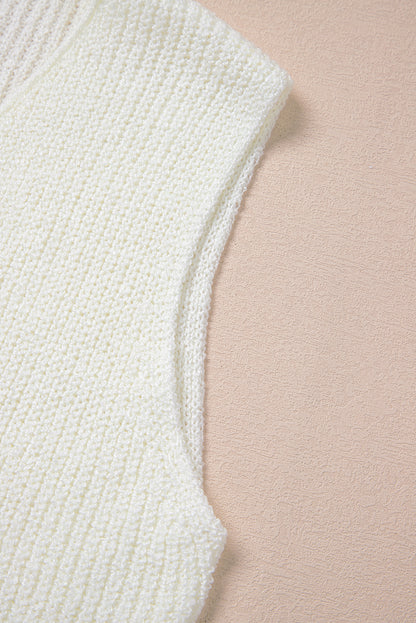 Beige Tie Front V Neck Sweater Vest Knit Top