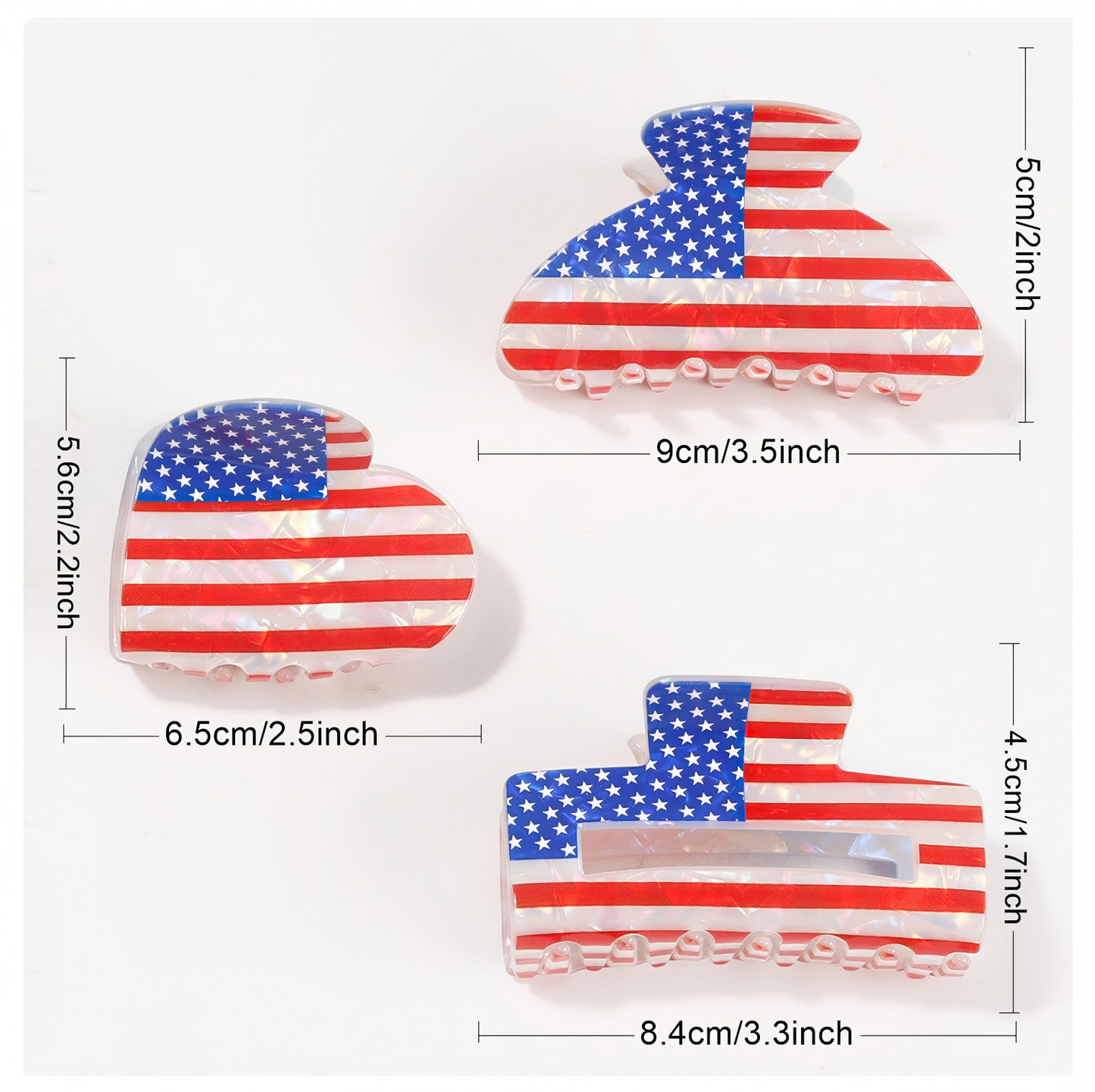 4th of July American Flag Hair Claw Clip
