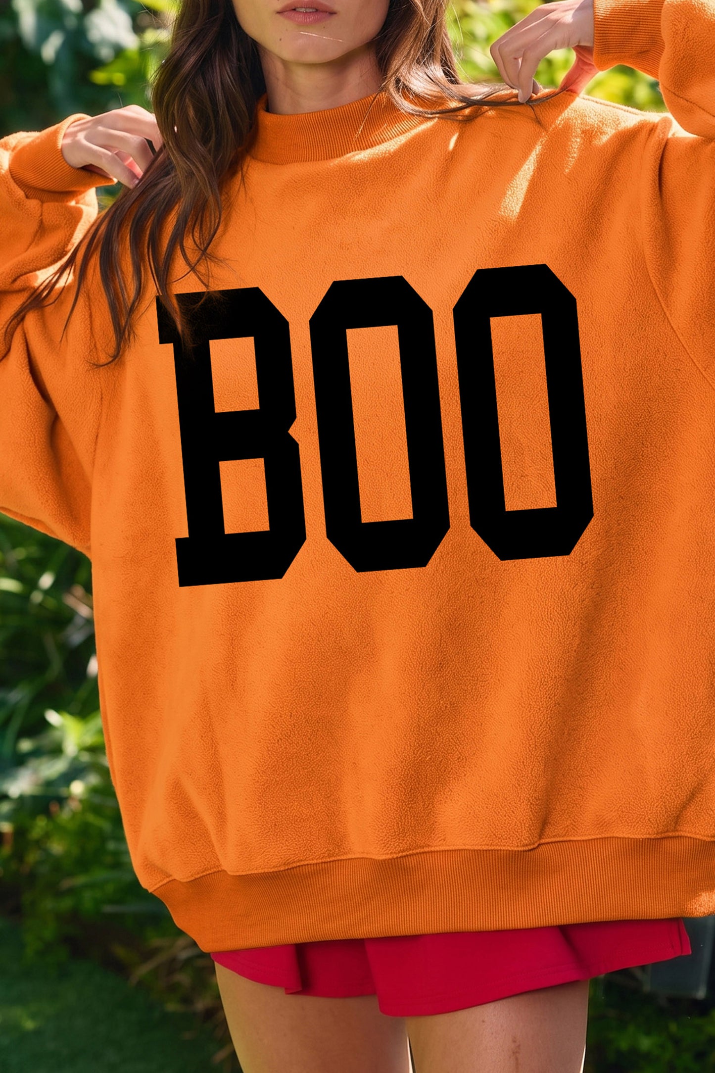 Reversible Ghost BOO Mock Neck Halloween Sweatshirt