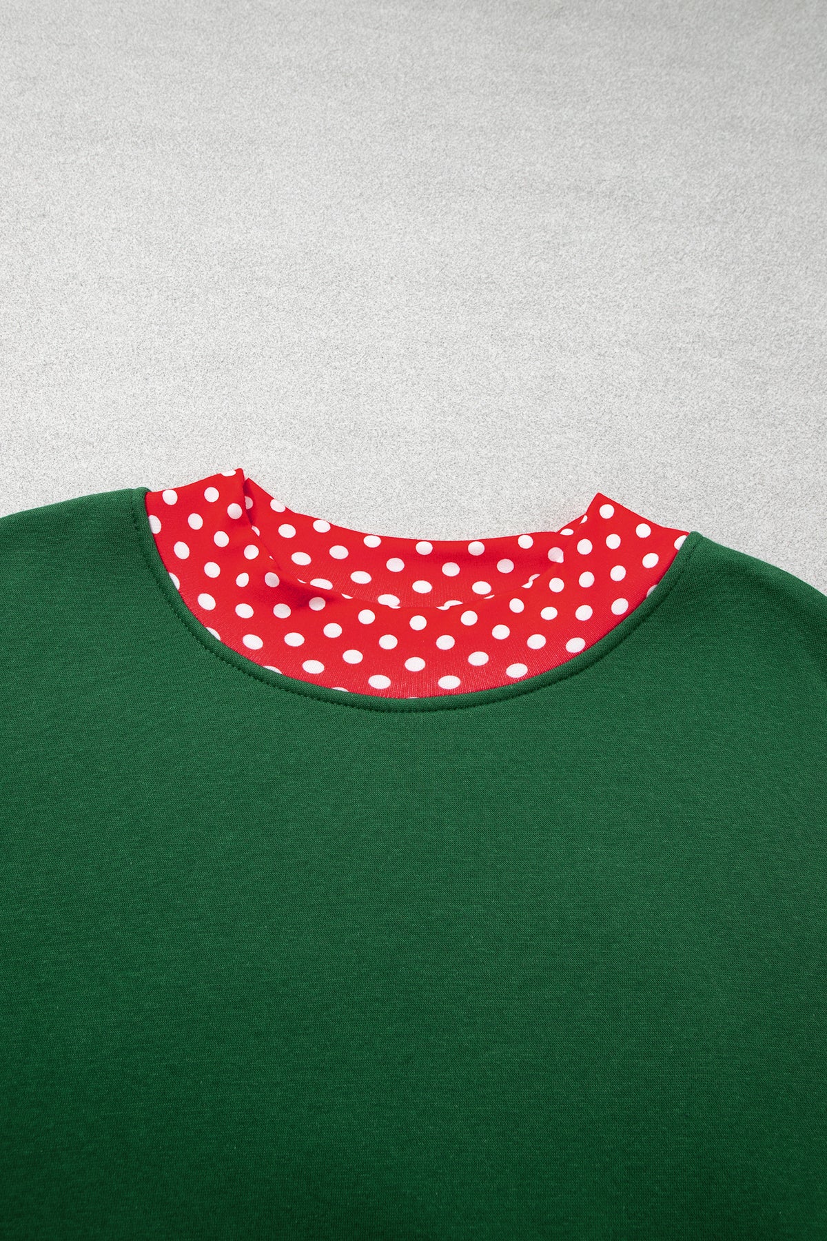 Polka Dot Trim Plus Size Crew Neck Tunic Sweatshirt