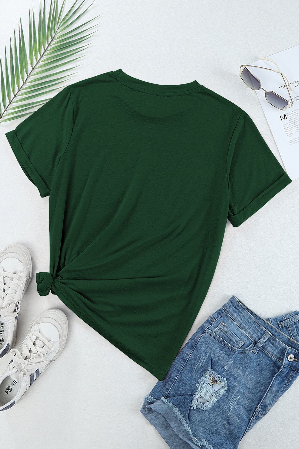 White Casual Crew Neck Short Sleeve Basic Tee