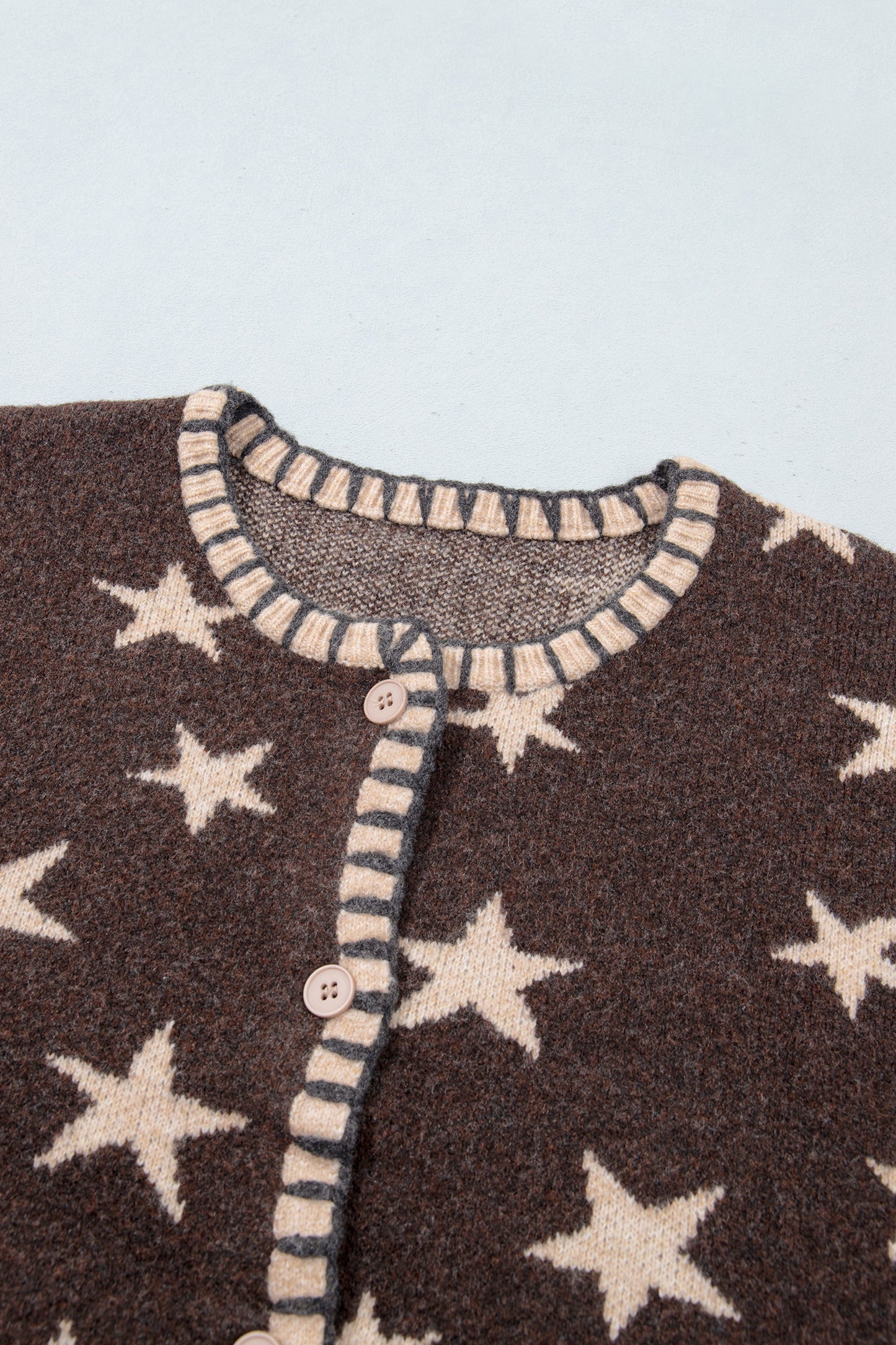 Star Pattern Knit Button Front Cardigan
