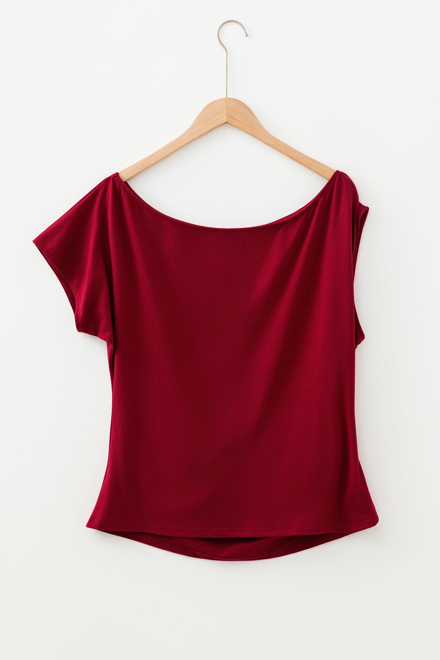 Pink Plus Size Asymmetric Neck Short Sleeve Blouse