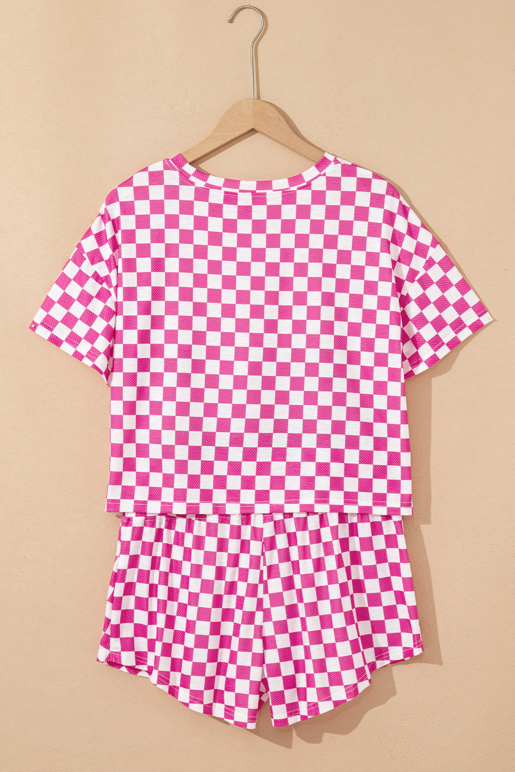 Brown Checkered Lounge Set Tee and High Waist Skort