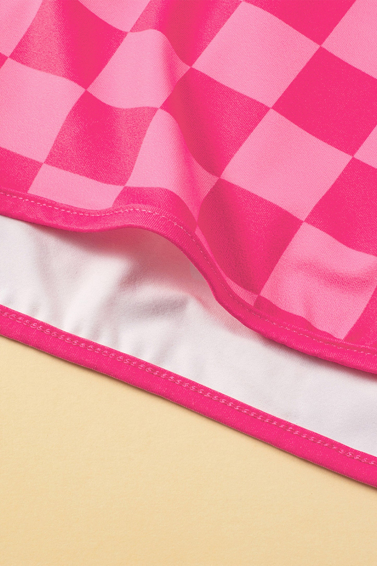 Rose Checkered Drawstring High Waist Casual Shorts