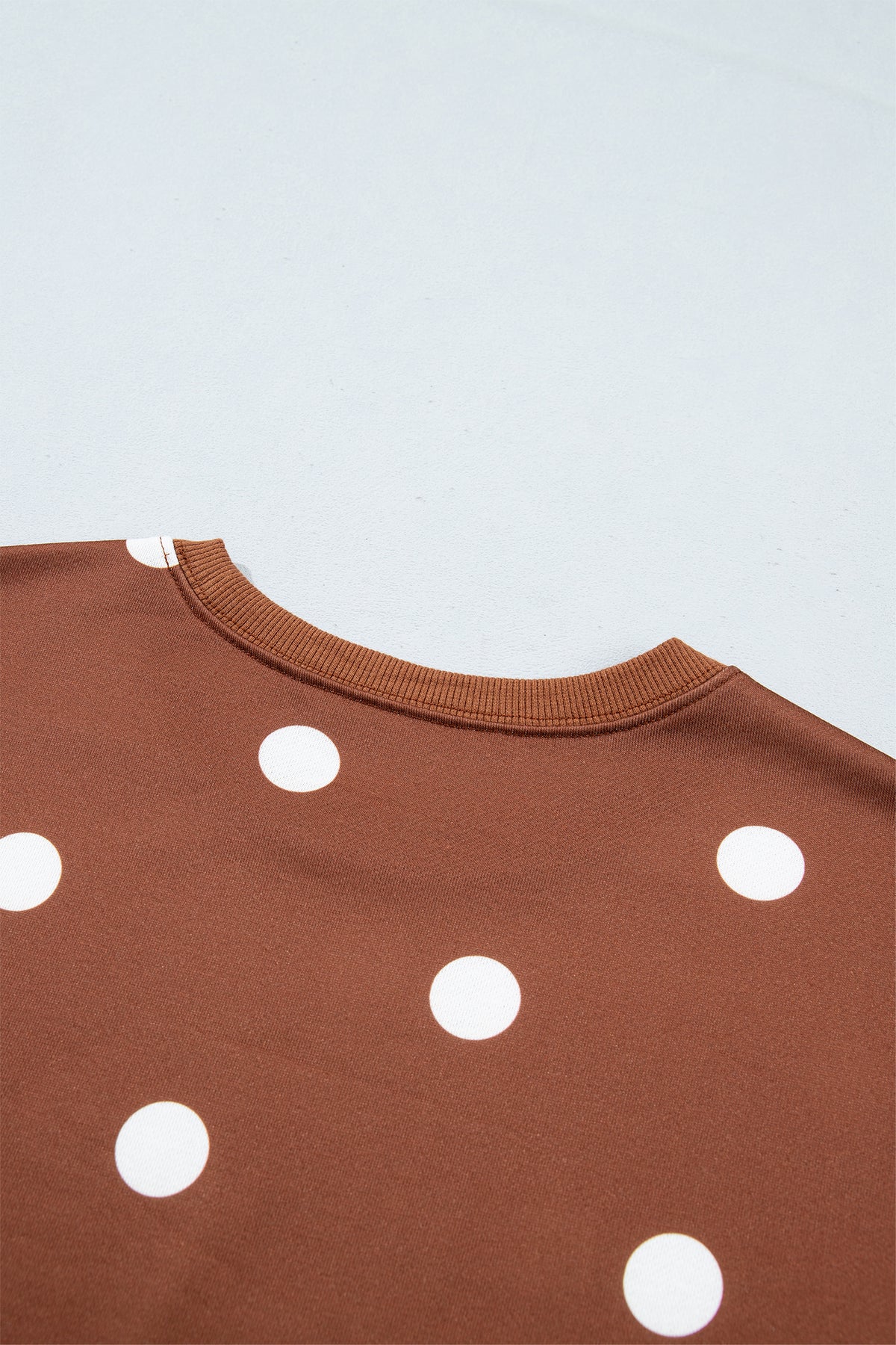 Brown Polka Dot Sweatshirt Skort Two Piece Set