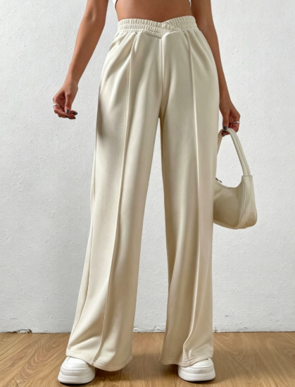 Women's Relaxed Wide Leg Cotton Pants Elastic Waist