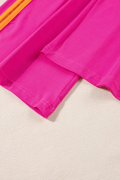 Color Block Lounge Set Wide Leg Pants 2 Piece