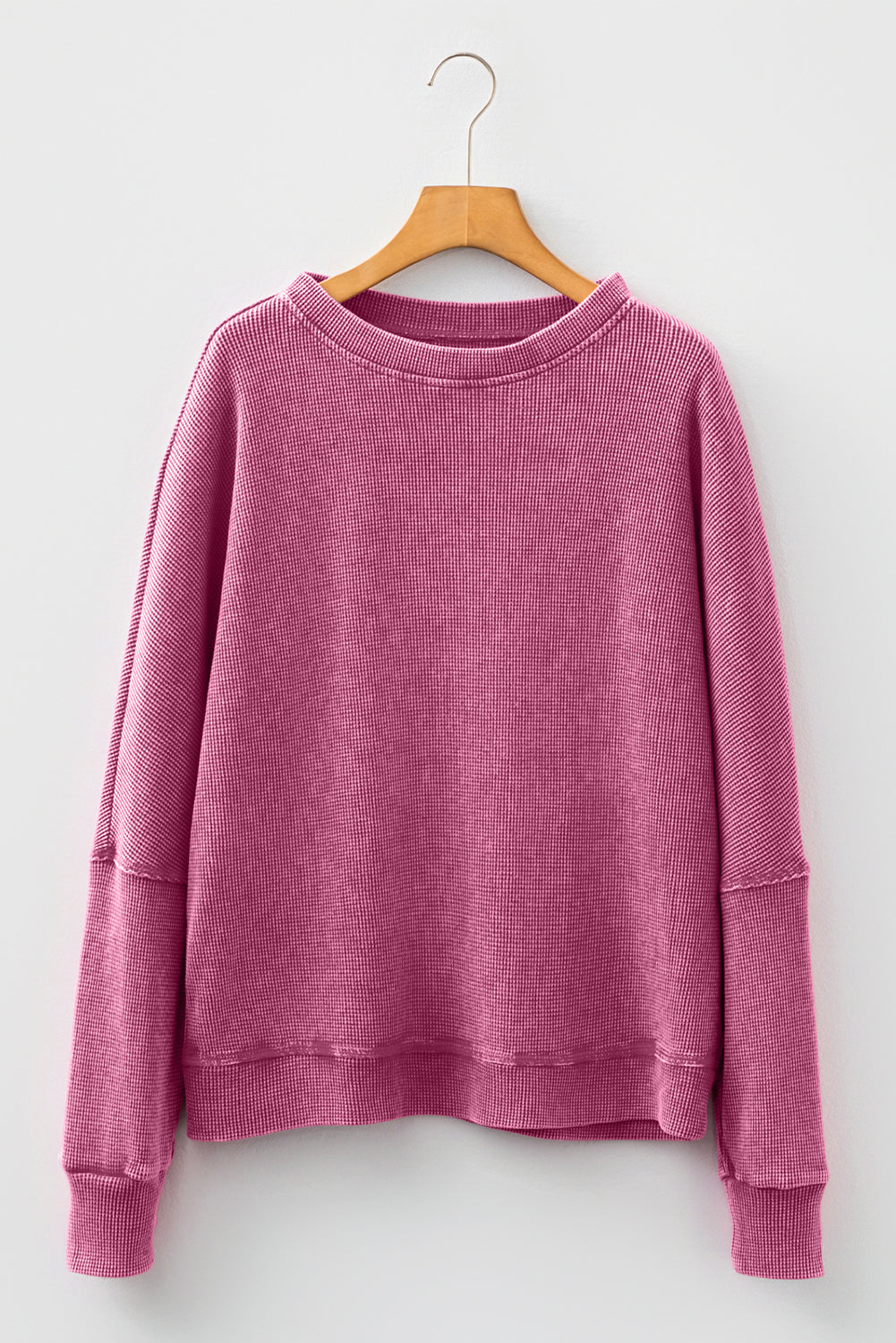 Waffle Knit Loose Long Sleeve Casual Top