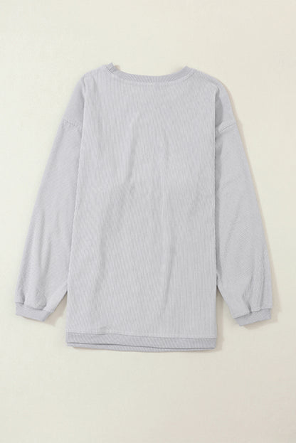 Dark Grey Ribbed Corded Oversized Sweatshirt