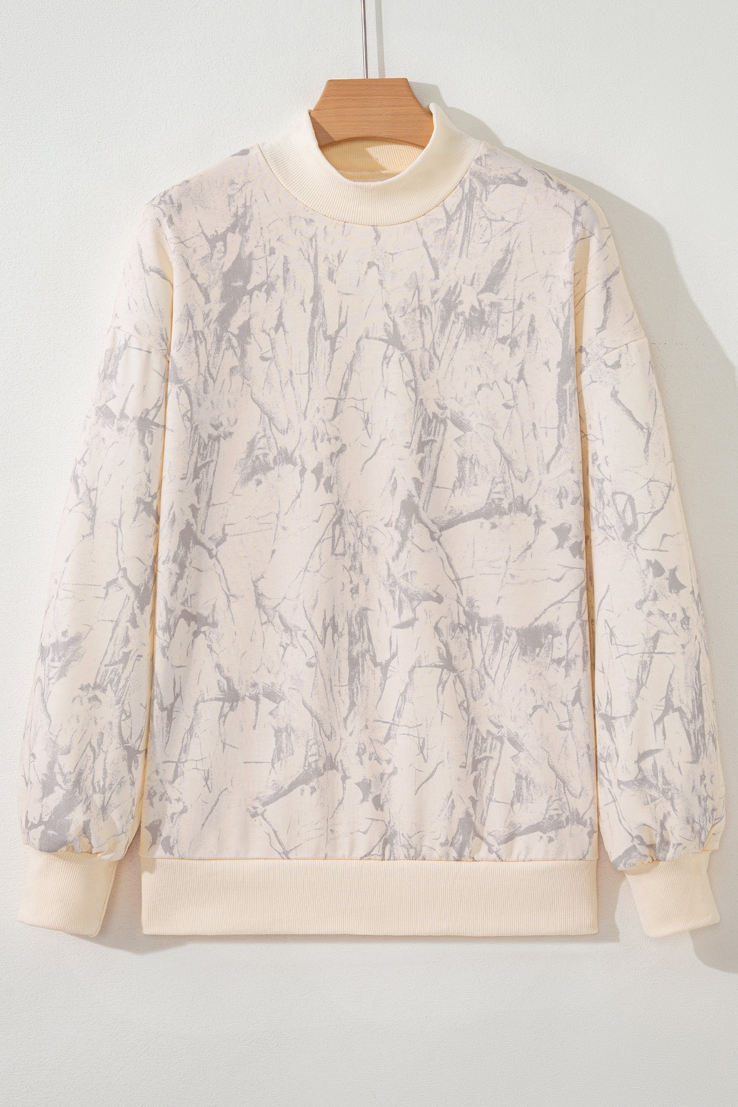 Khaki Camo Baggy Mock Neck Sweatshirt Casual Top