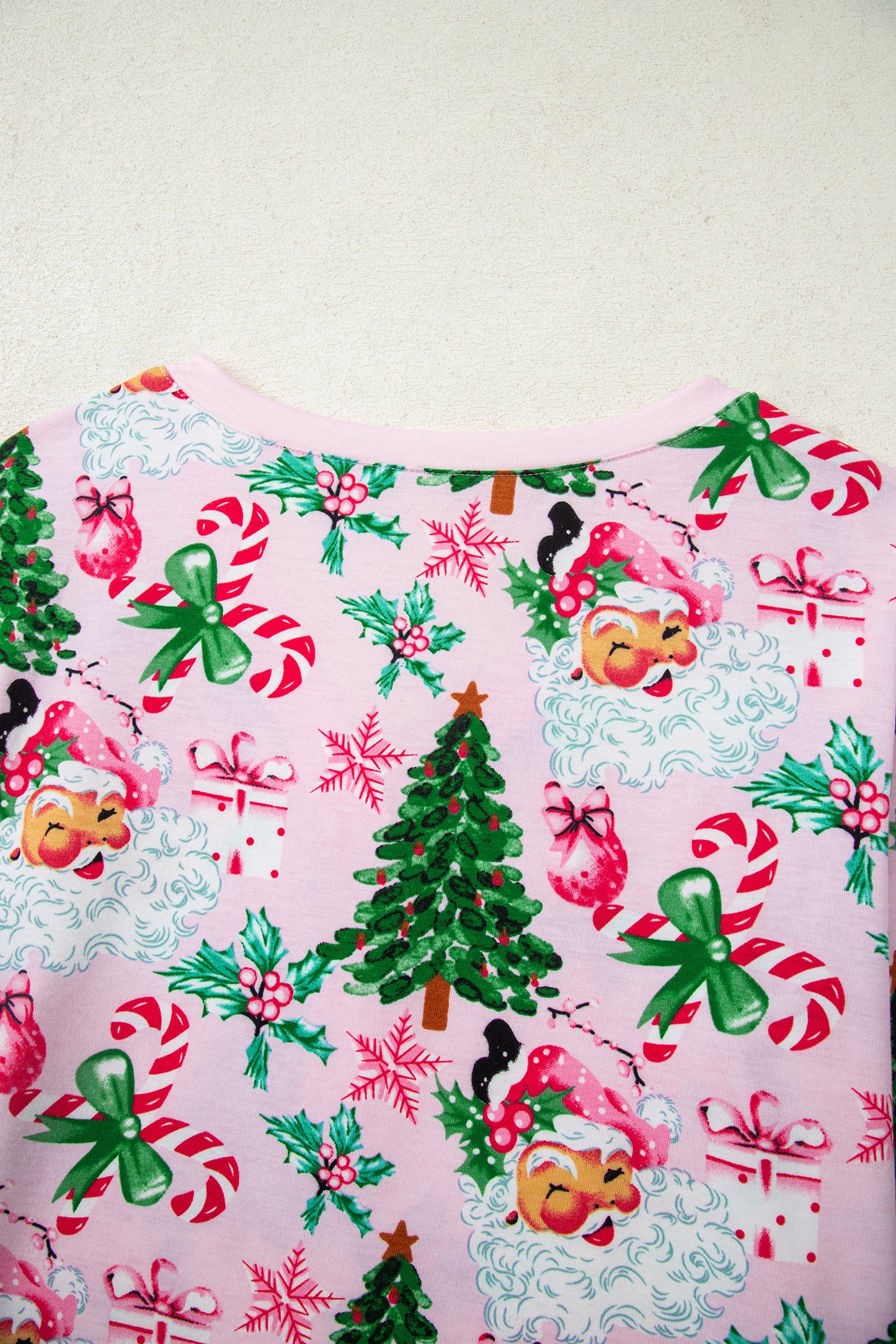 Christmas Tree Print Button Lounge Set for Women 2pcs
