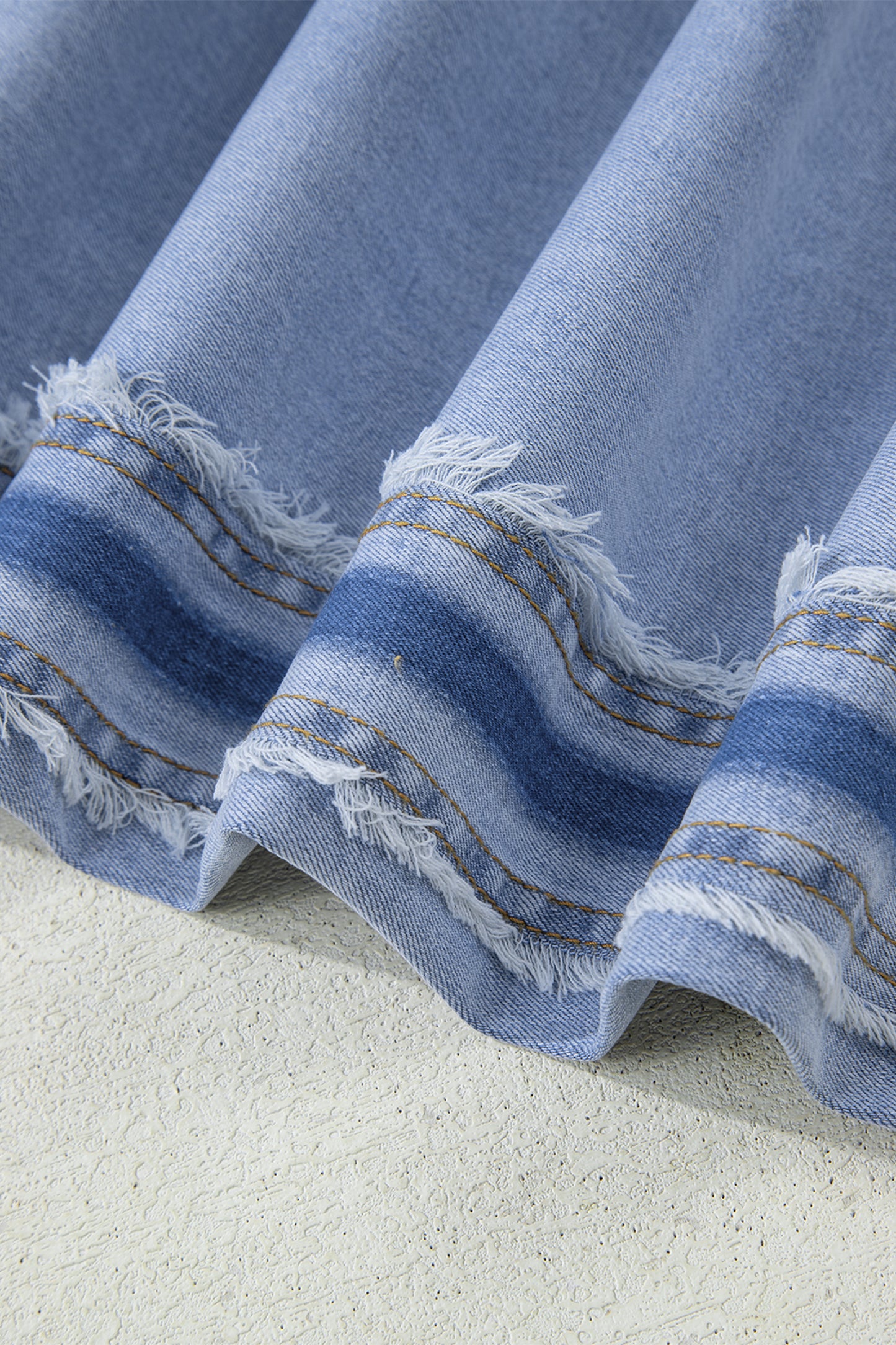 Beau Blue Contrast Stripe Patchwork Frayed Jeans