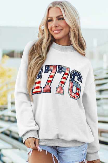 American Flag Graphic Mock Neck Oversized Sweatshirt