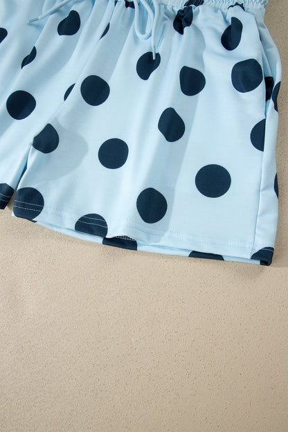 Polka Dot Lounge Set Tee and Drawstring Shorts Set