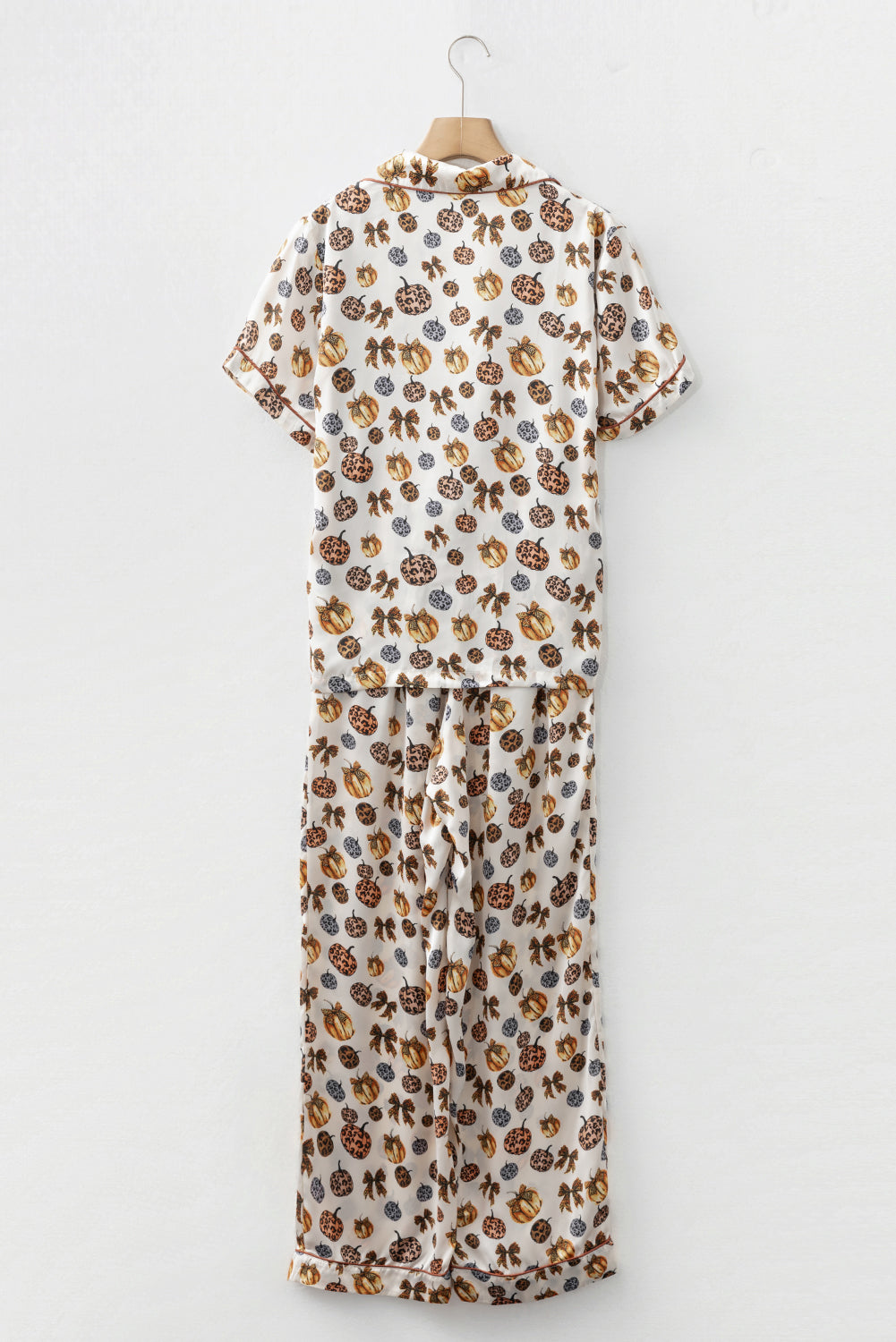 Leopard Pumpkin Print Halloween 2pcs Pajama Set